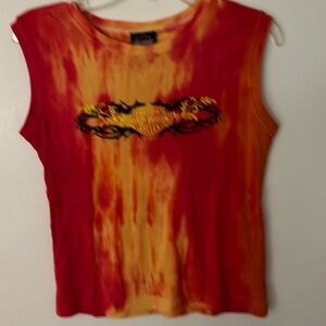 Vintage 99’ Fiery Harley Davidson Ladies Muscle Shirt